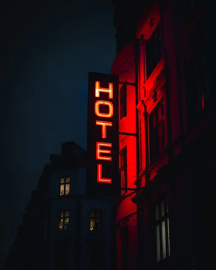 turned-on Hotel LED signage
